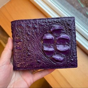 REAL CROCODILE ALLIGATOR HORNBACK SKIN PURPLE WALLET